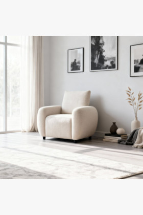 moderner Sessel Shaggy mit weichen Kissen und abgerundeten